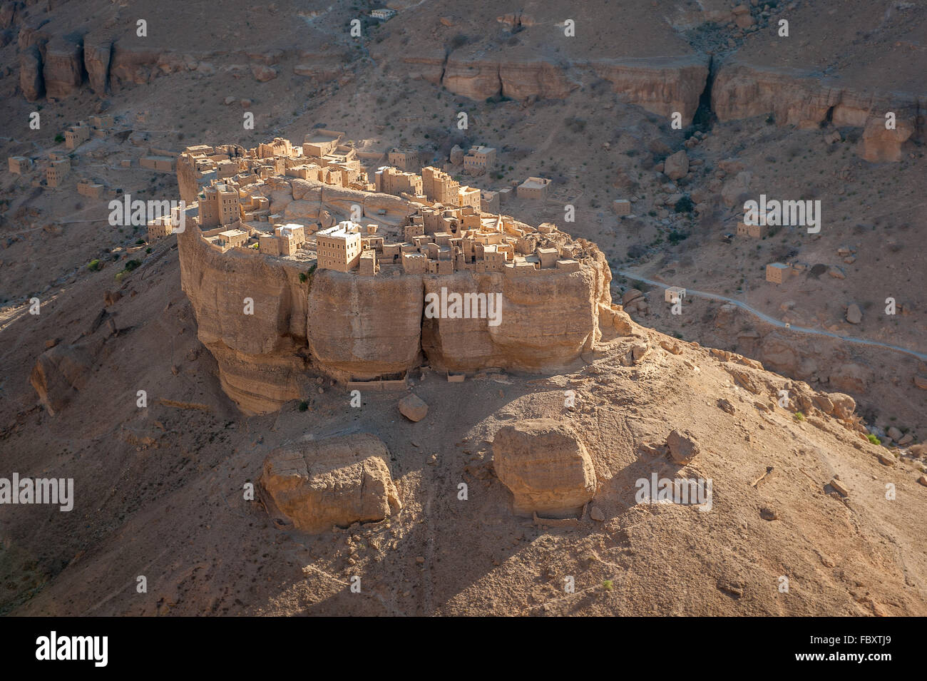 Panorama of Haid Al-Jazil in Wadi Doan - Hadramaut - Yemen Stock Photo