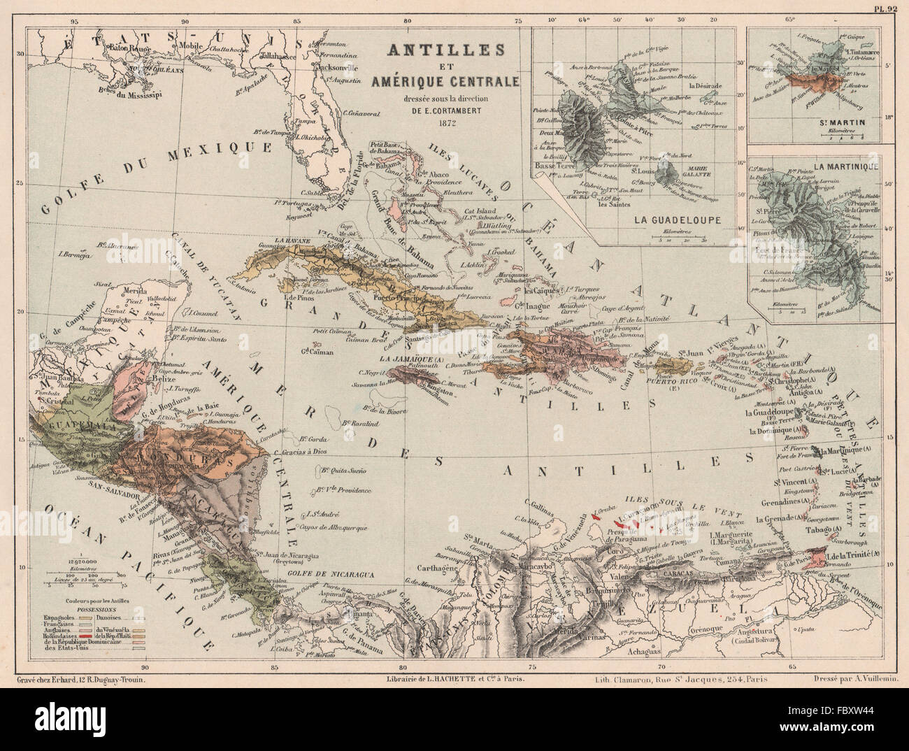 CARIBBEAN. Inset Antilles françaises Guadeloupe St. Martin Martinique