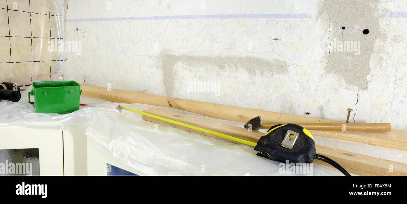 tools and materials for renovation Stock Photo