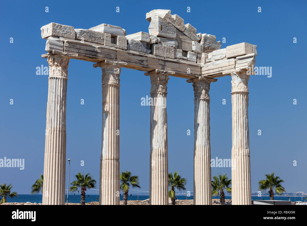 Ancient Apollo temple columns at Turkey Side Stock Photo