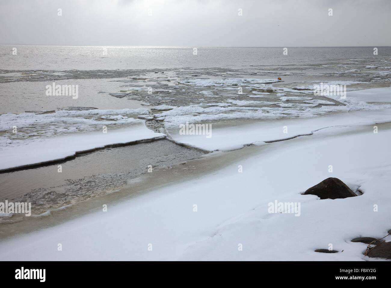 Frozen Sea Shore Stock Photo
