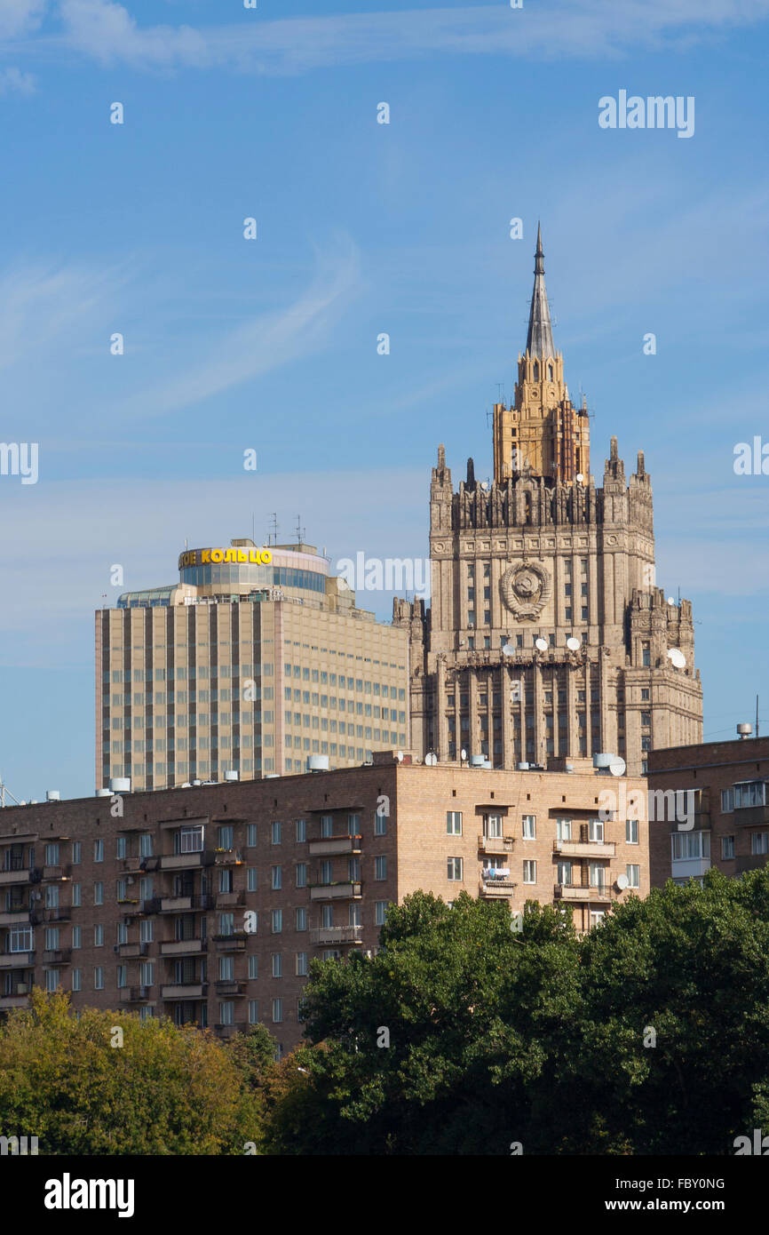 View of the Foreign Ministry, one of Stalin's Seven Sisters, Moscow, Russia Stock Photo