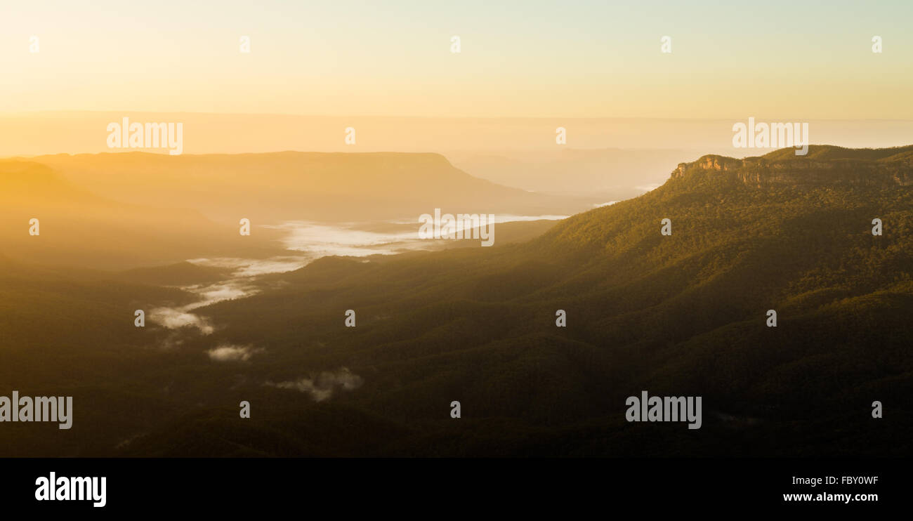 Sunrise from Sublime Point in Blue Mountains Australia Stock Photo