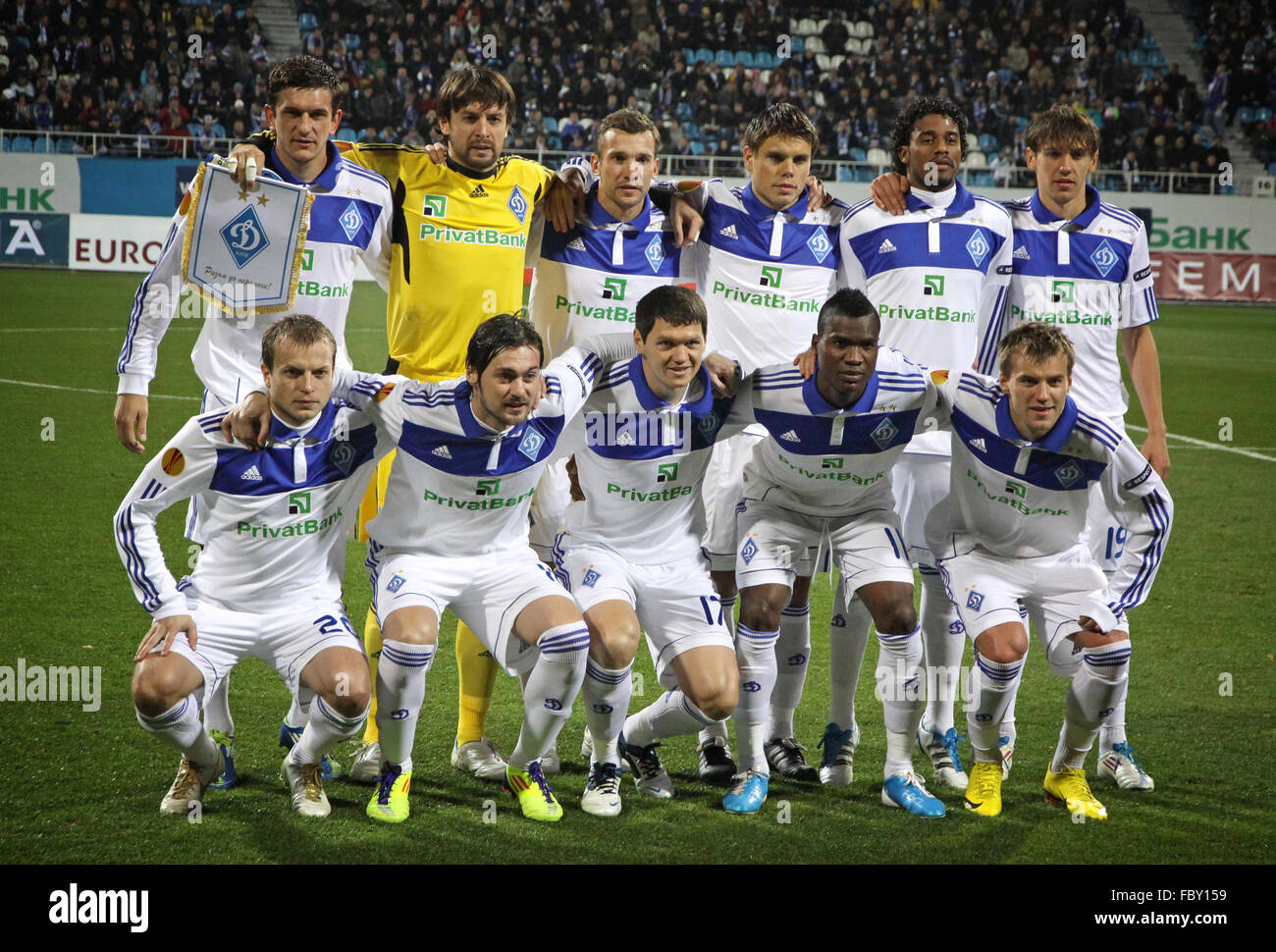 FC Dynamo Kyiv team pose for a group photo during UEFA Europa League game against Besiktas Stock Photo