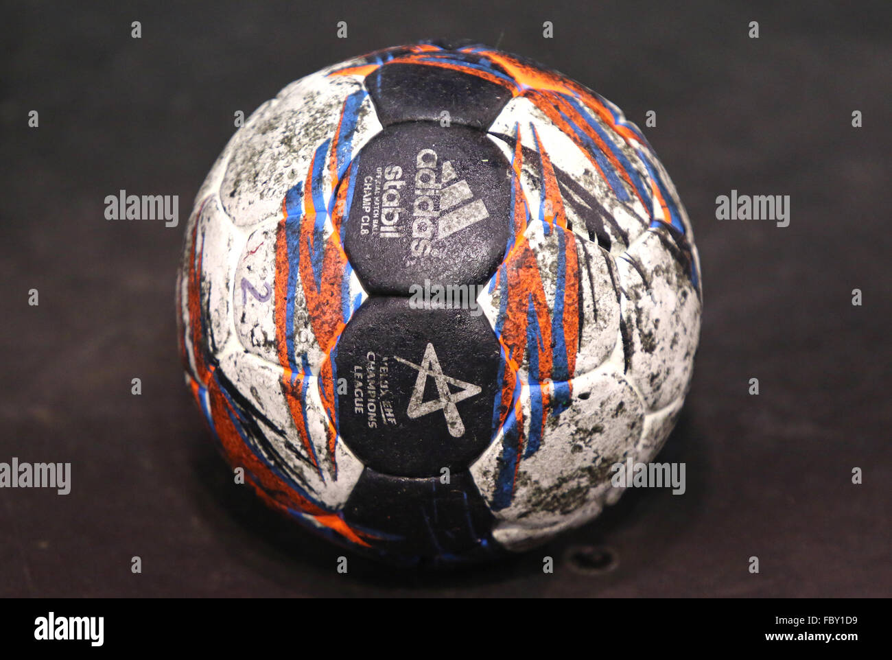 Official VELUX EHF Champions League 2015/16 Handball ball on the floor  during the game of HC Motor against Kadetten Schaffhausen Stock Photo -  Alamy