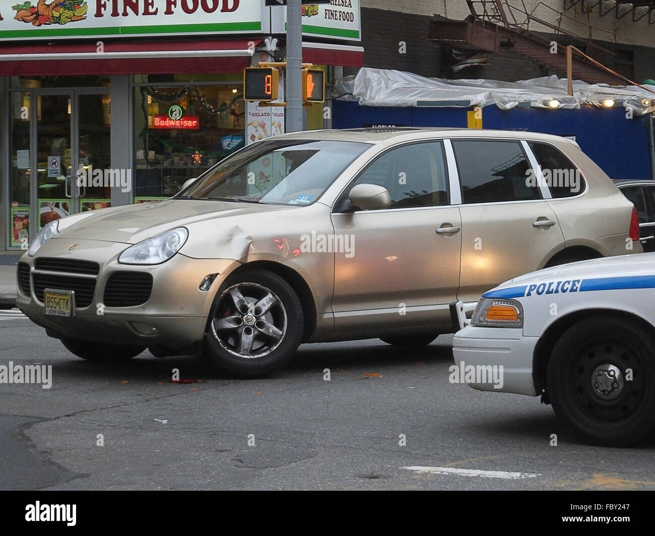Fender bender accident in the Chelsea neighborhood of New York on