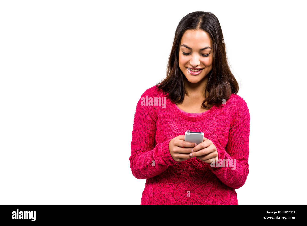 Pretty young woman using mobile phone Stock Photo