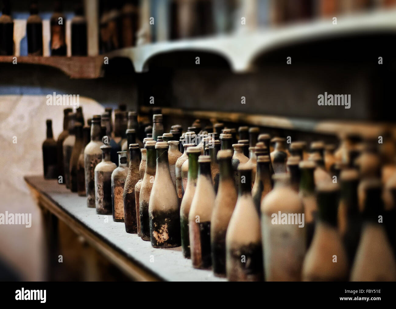 old sherry bottles Stock Photo