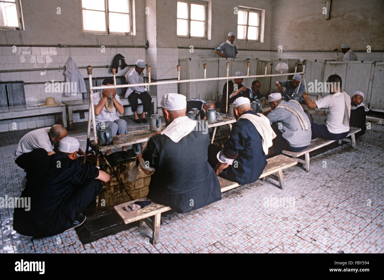 Chinese Muslim ablutions in Yinchuan Mosque, Yinchuan autonomous region, China Stock Photo
