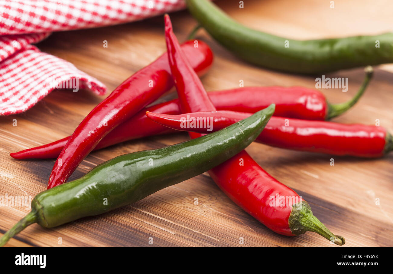 Red and green chili pepper Stock Photo