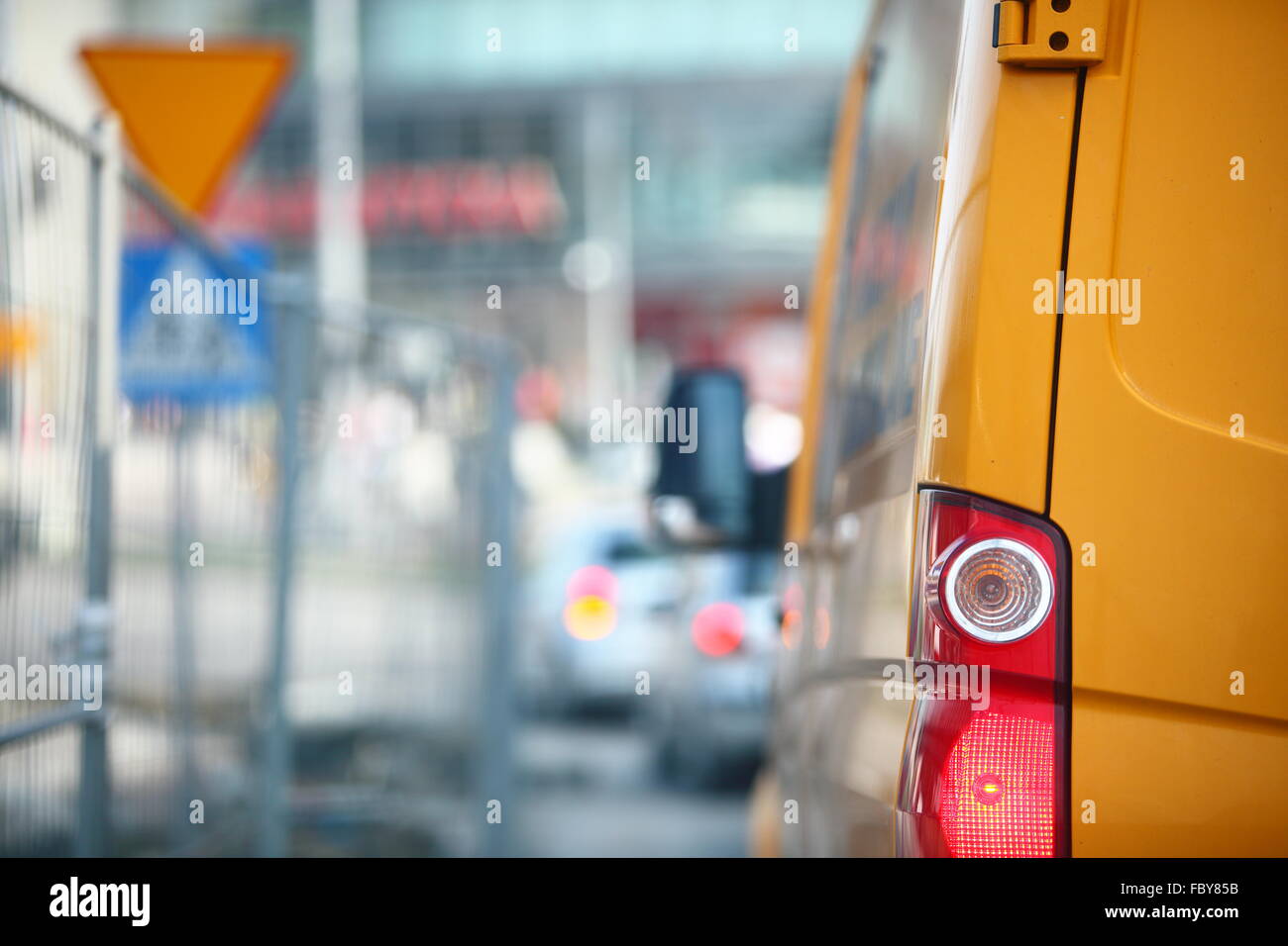 car within traffic jam in rush hour highway in city Stock Photo - Alamy