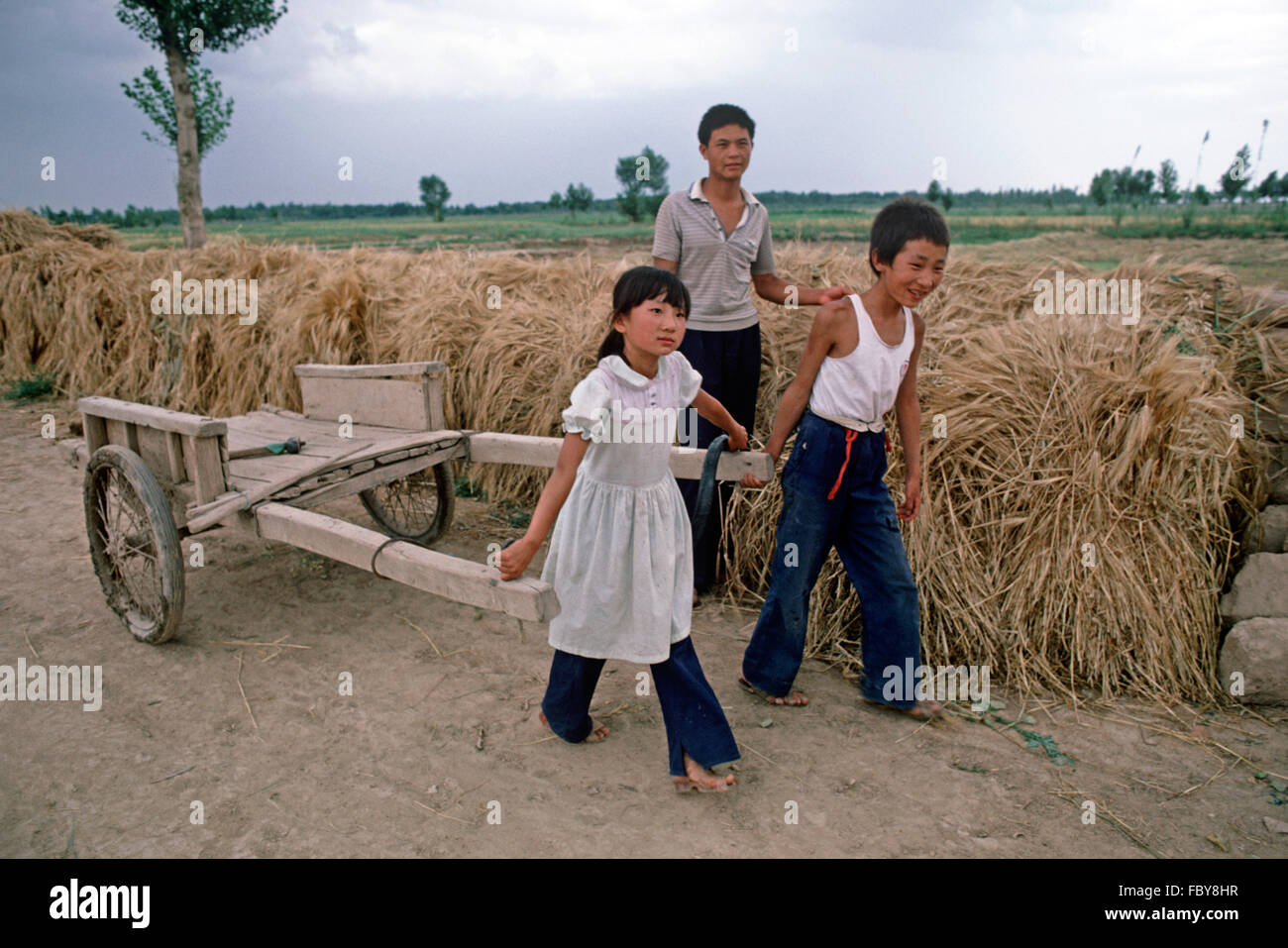 Family in rural China, Yinchuan, Ninxia Autonomous Region, China Stock Photo