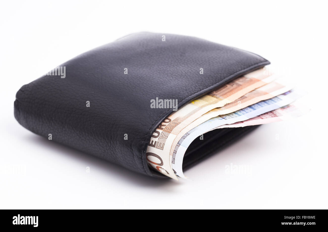 Black leather wallet Stock Photo