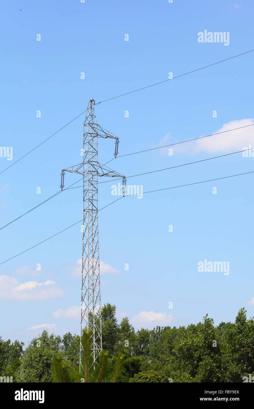highvoltage wire tower electricity pylons Stock Photo Alamy