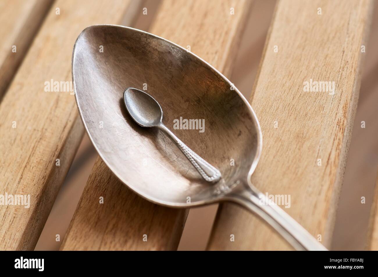 Small Spoon, big Spoon Stock Photo