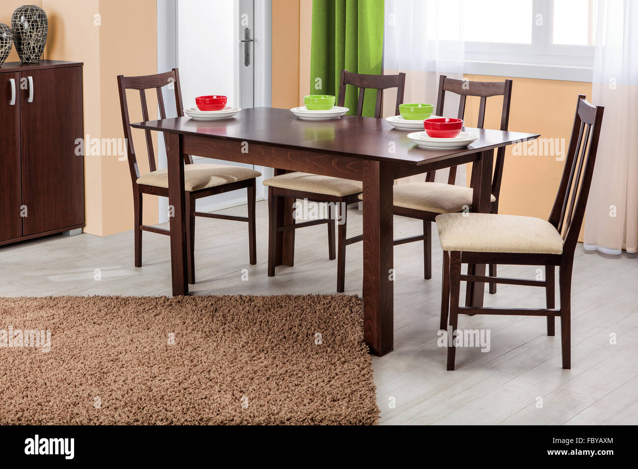 Table Chair Simple Local Simple wooden dinning table and chairs in interior - studio ambient ...
