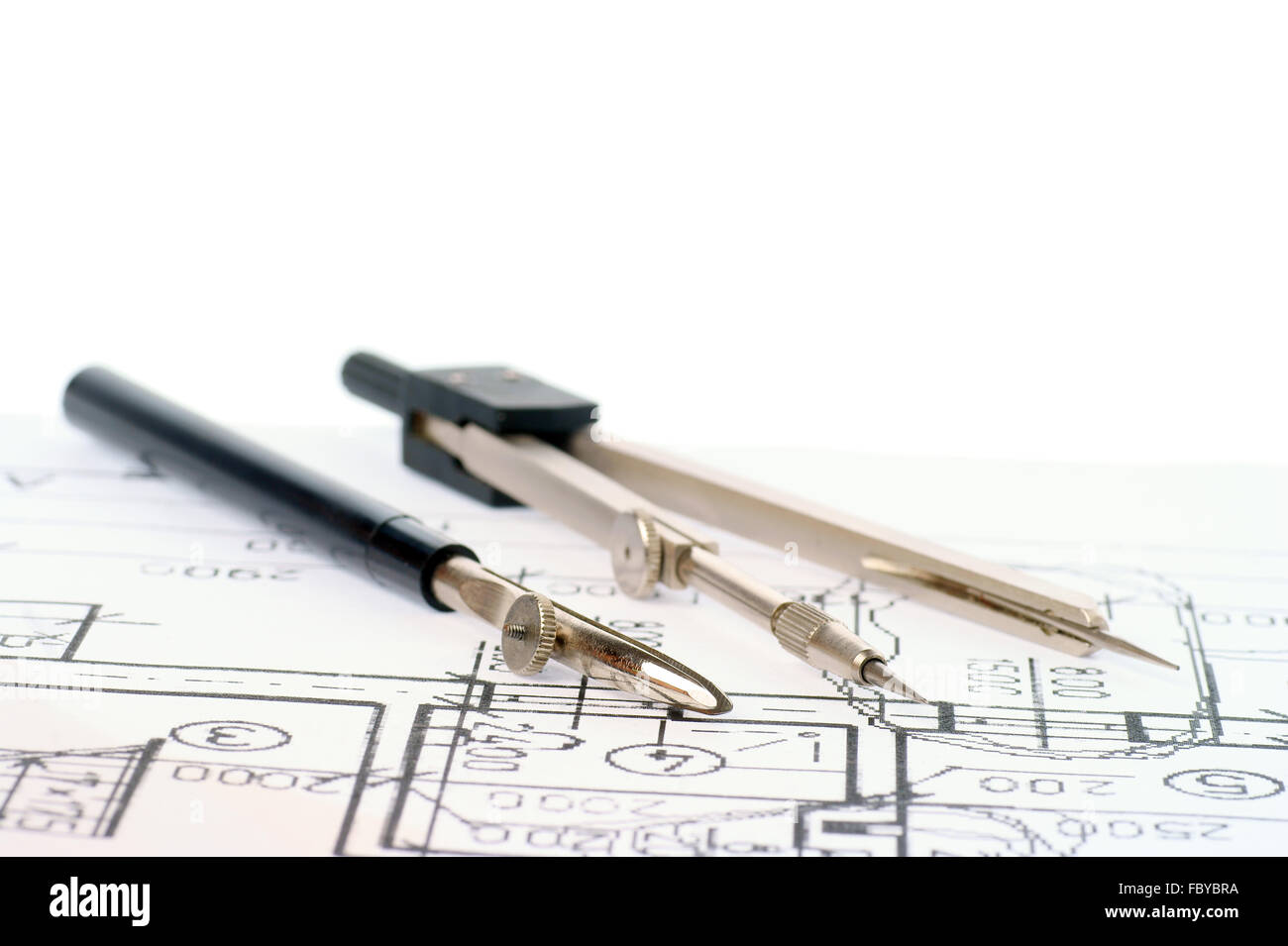 Blueprint with compass hi-res stock photography and images - Alamy