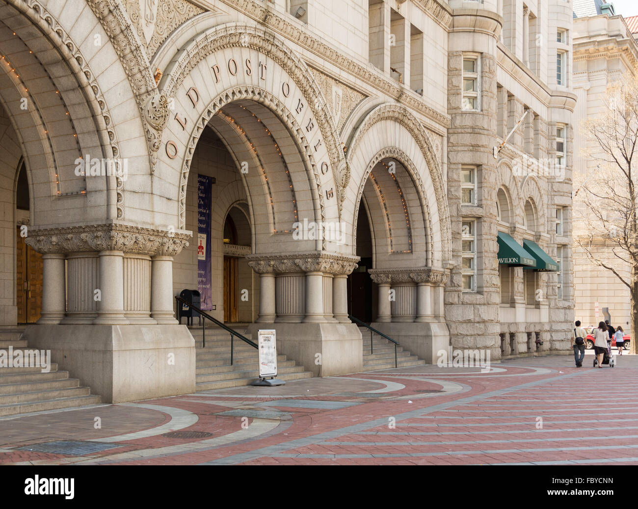 Entrance to Old Post Office building Washington Stock Photo