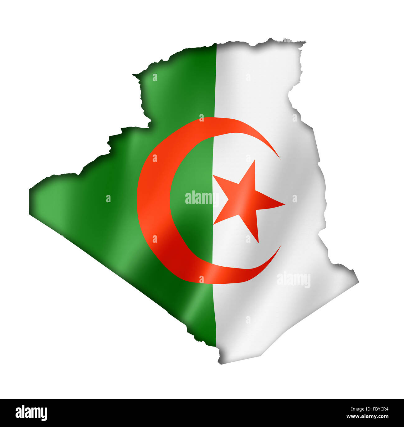 Algeria flag map, three dimensional render, isolated on white