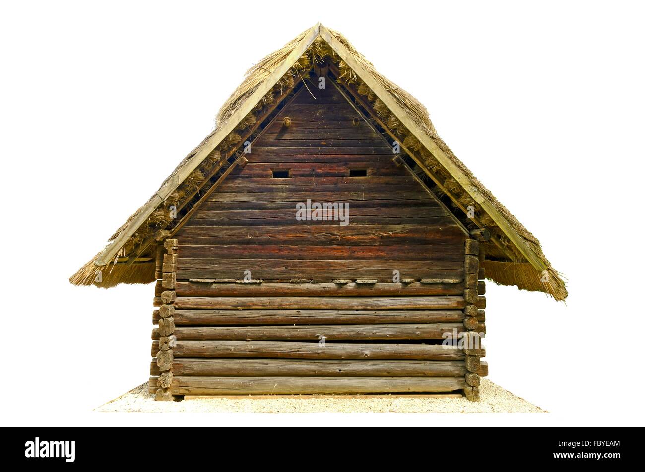 gable end of an old log house Stock Photo