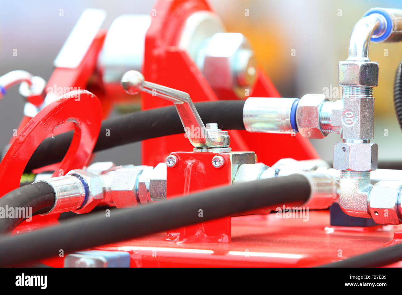 Hydraulic connections of a machinery industrial detail Stock Photo Alamy