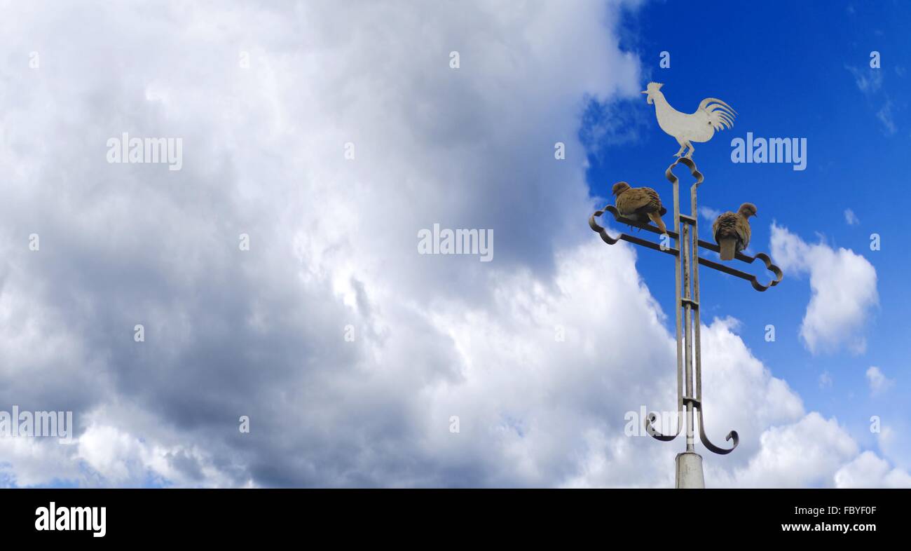 iron cross with weathercock Stock Photo