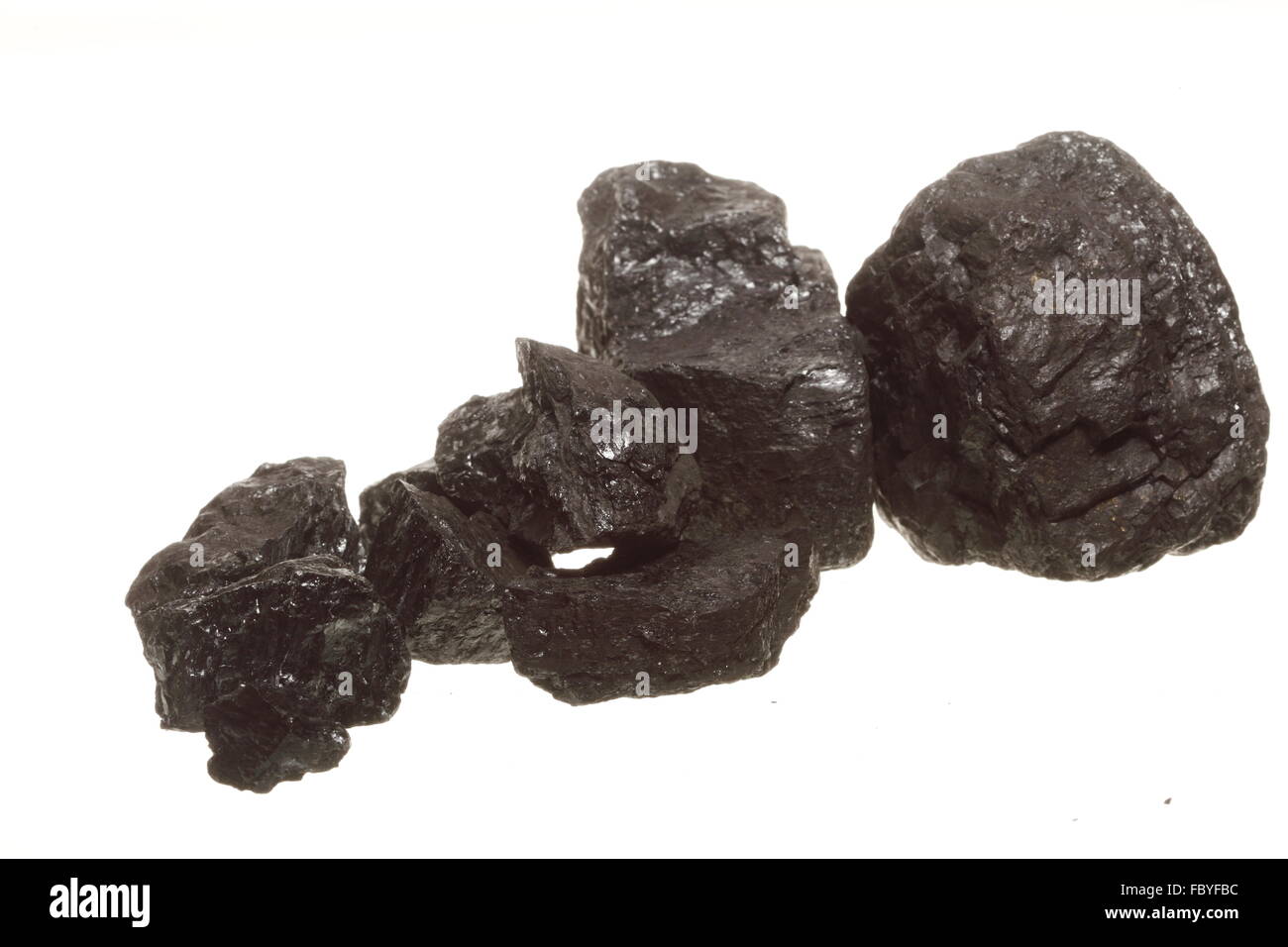Coal lumps carbon nugget isolated on white Stock Photo