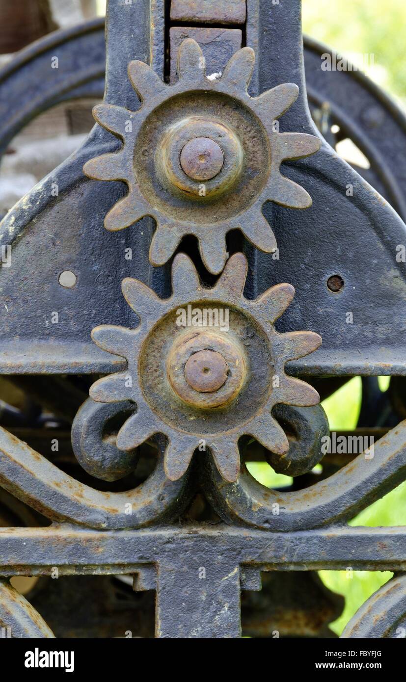 two rusty cogs Stock Photo