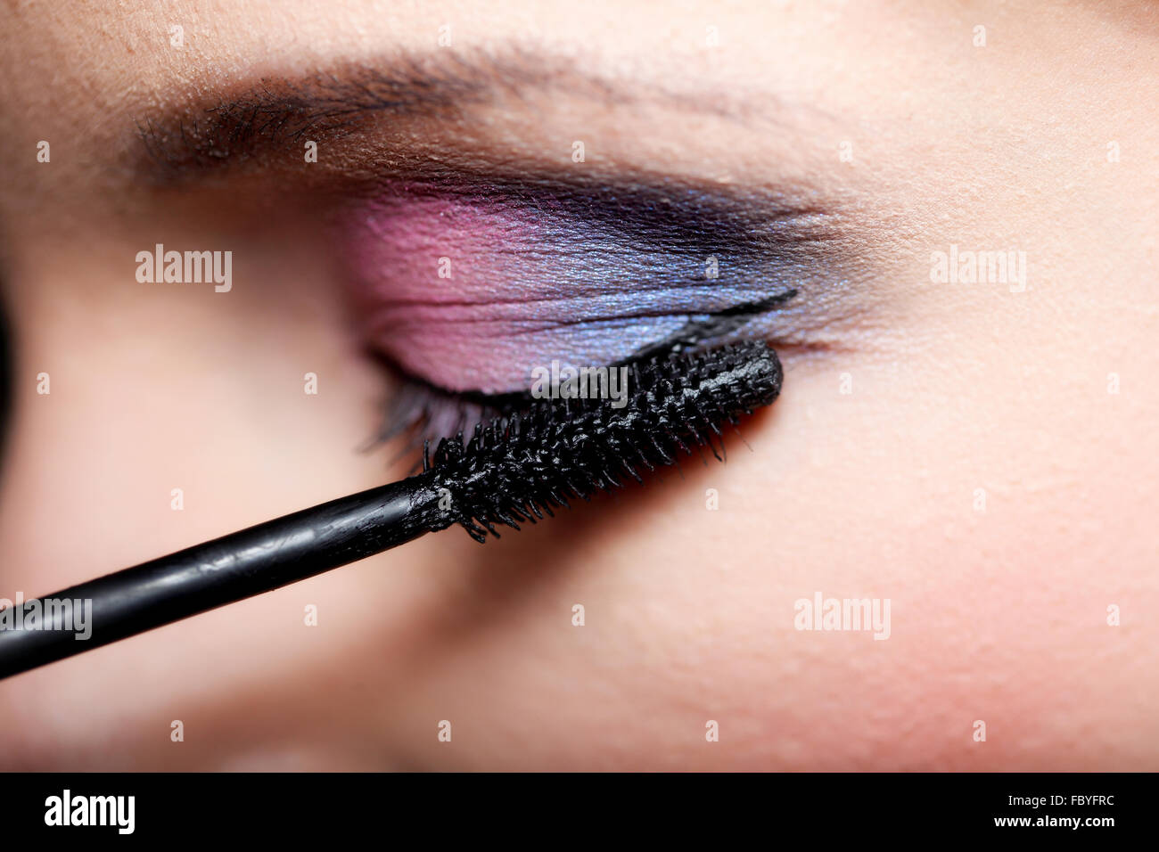 Makeup. Applying Mascara. Long Eyelashes Stock Photo Alamy