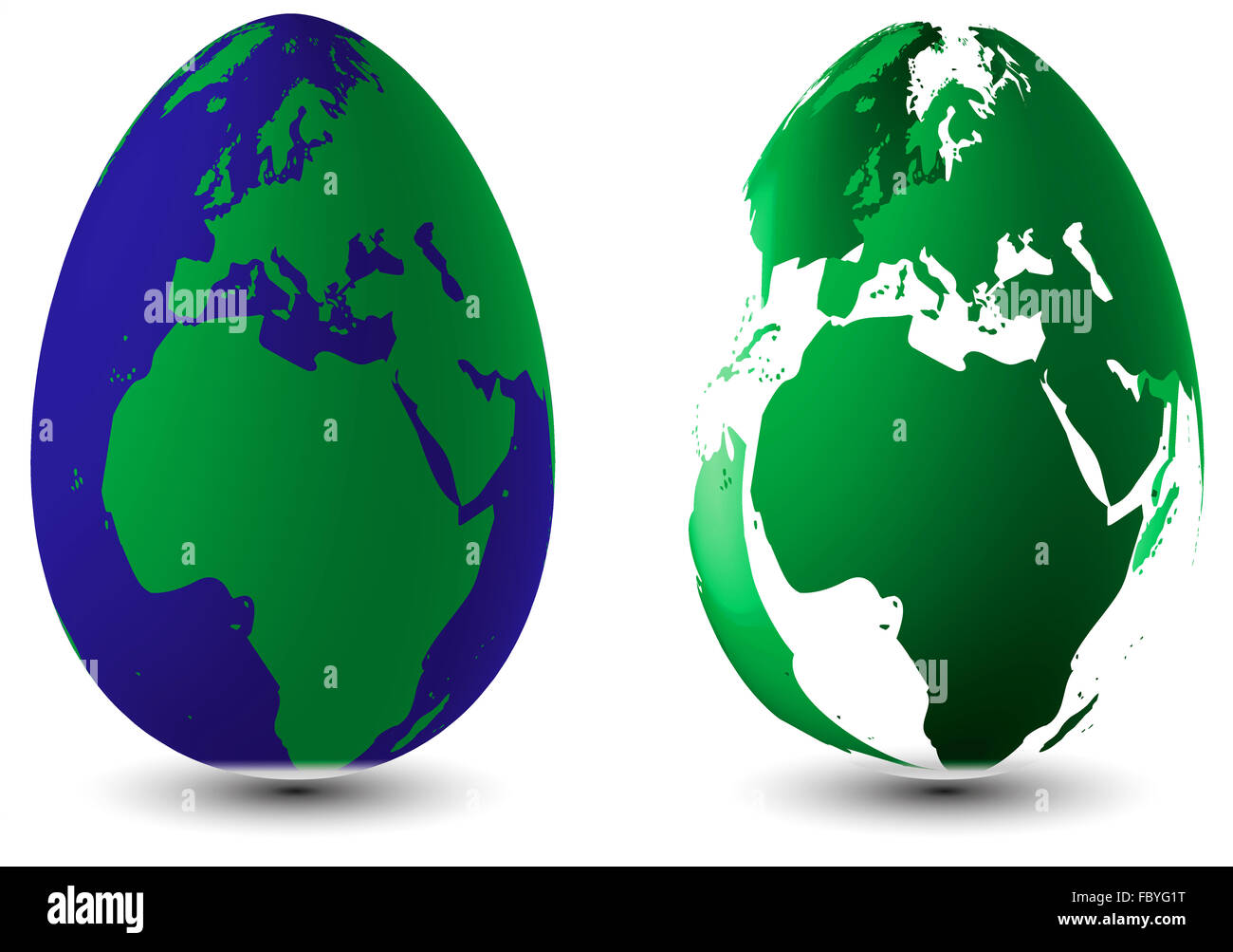 Two Easter eggs Globes Stock Photo