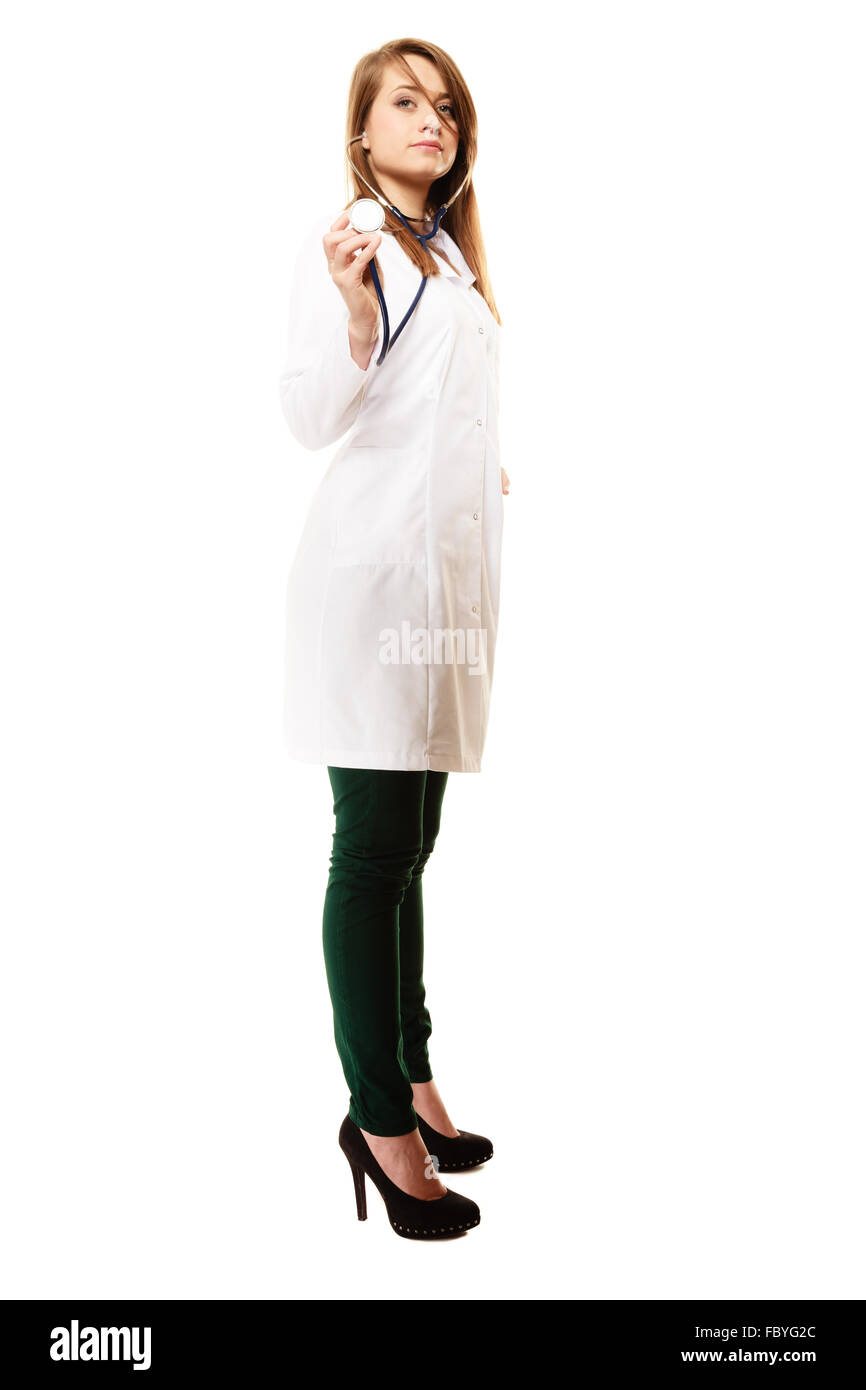 Medical. Woman doctor in lab coat with stethoscope Stock Photo Alamy
