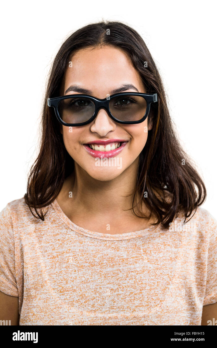 Portrait of happy young woman wearing sunglasses Stock Photo - Alamy