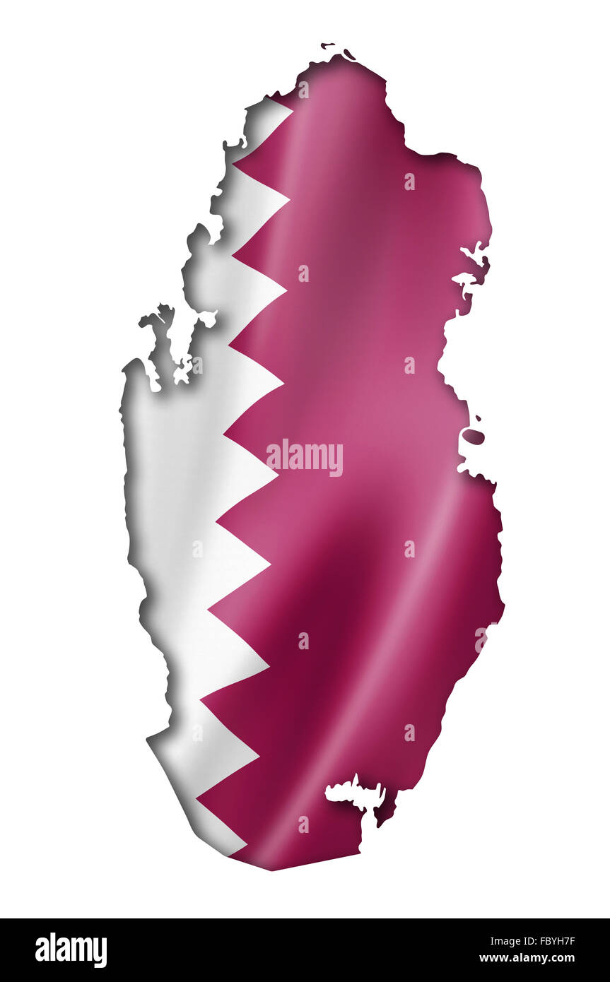 Qatar flag map Stock Photo