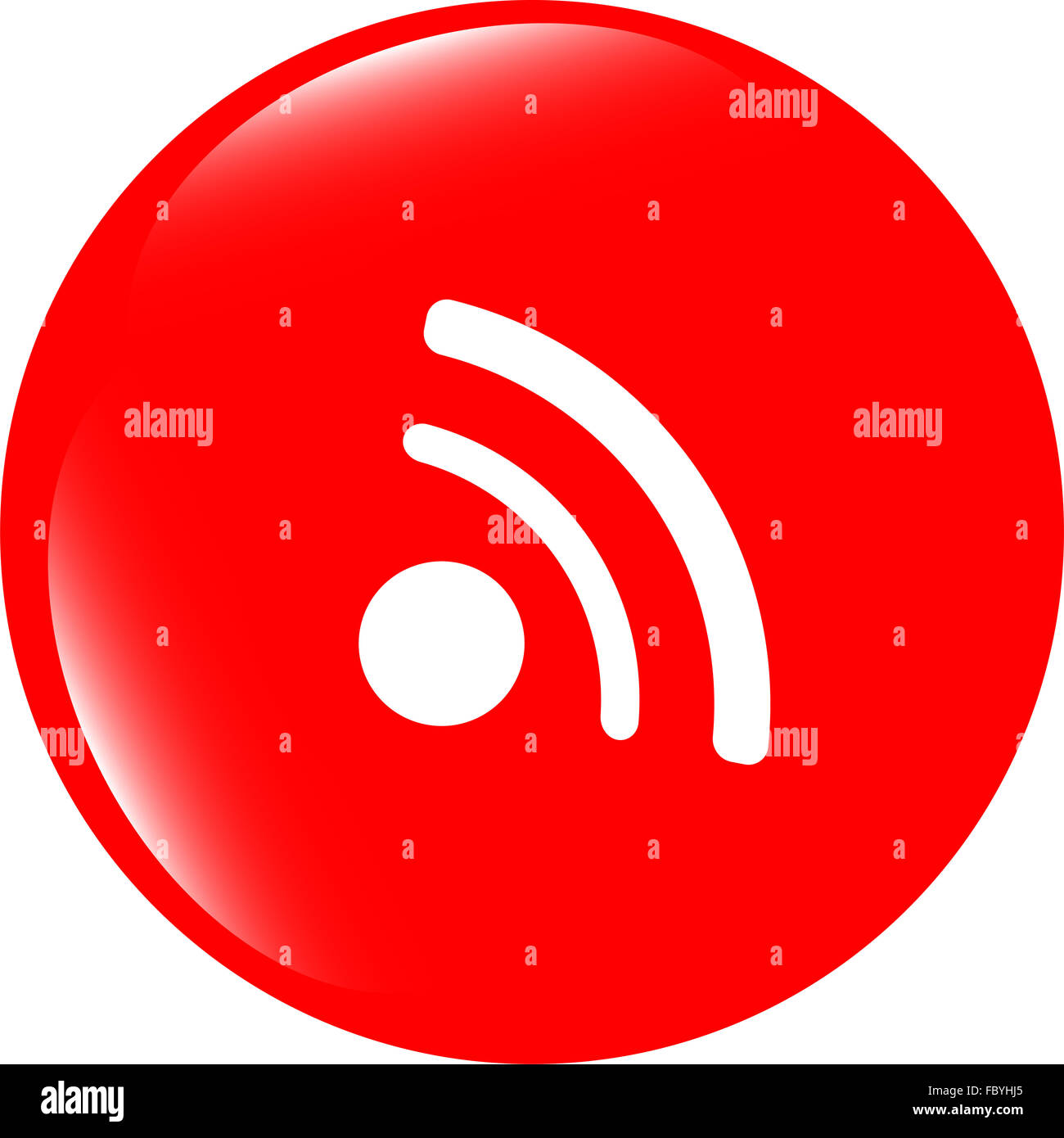 glossy web button with RSS feed sign Stock Photo
