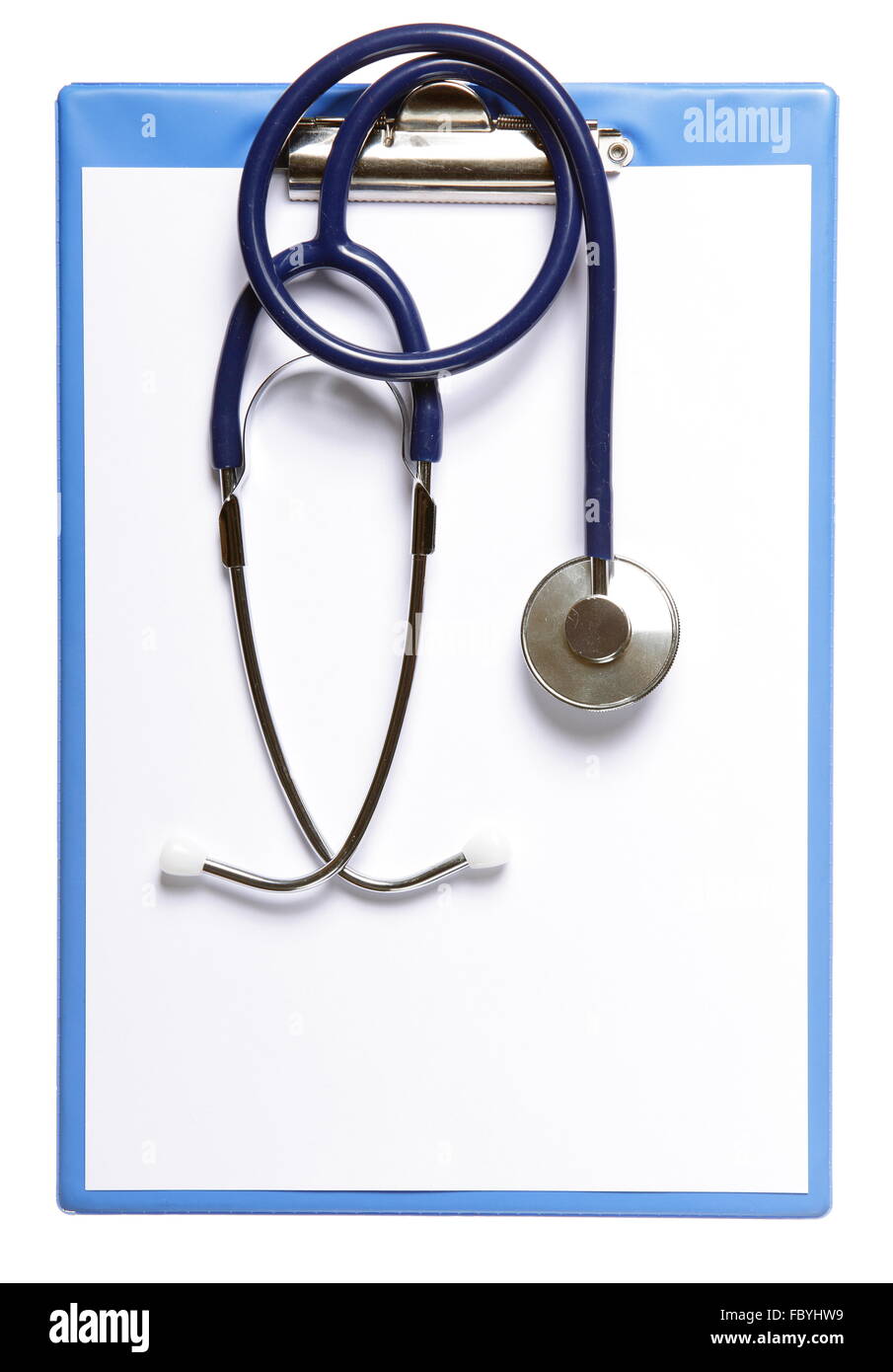 Blank medical clipboard with stethoscope isolated Stock Photo - Alamy