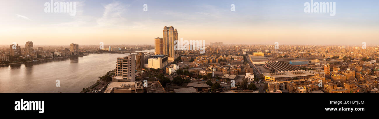 Fairmont Nile City Hotel in Cairo Egypt at dusk Stock Photo