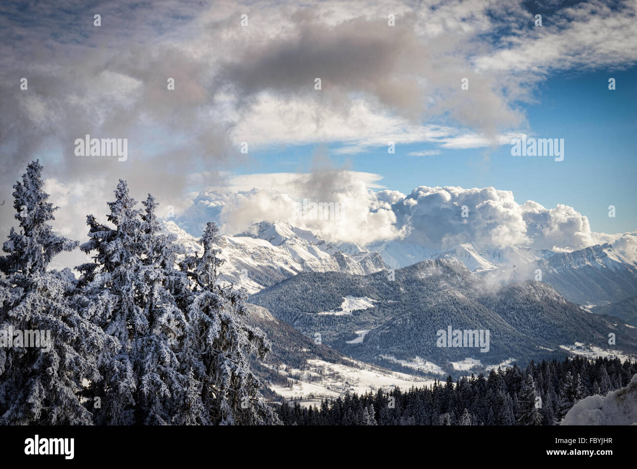 a winter mountain landscape in the french Alps Stock Photo - Alamy