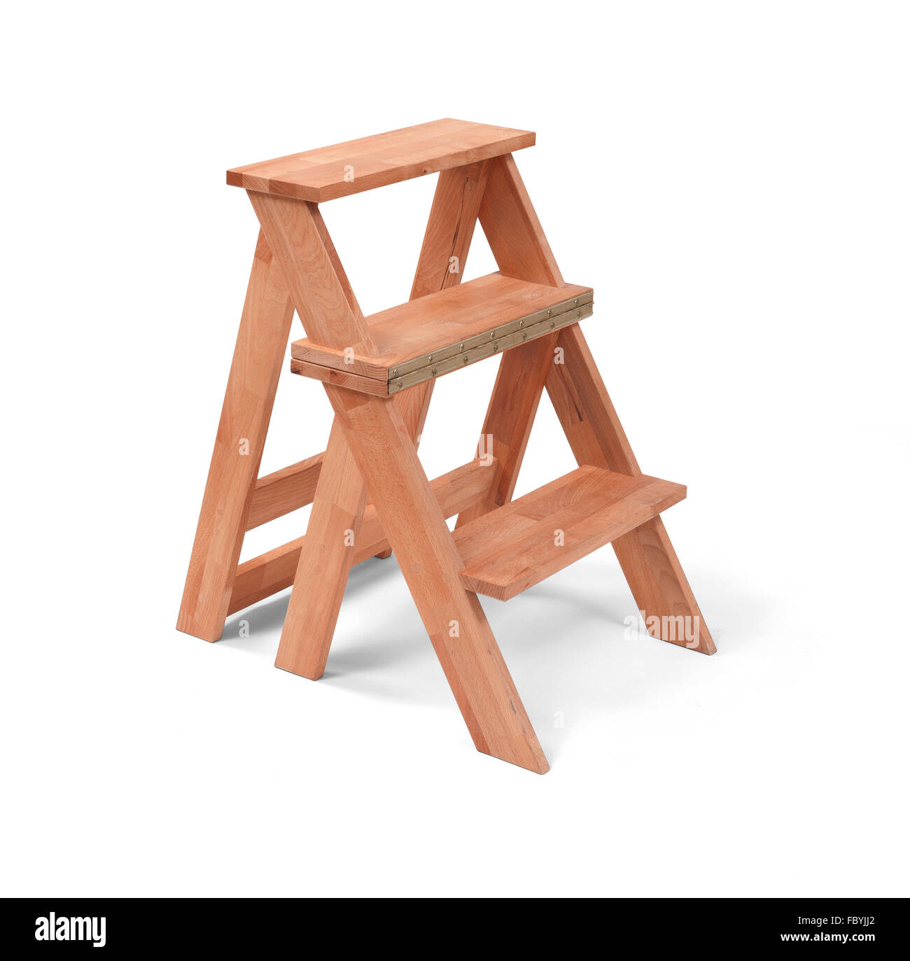 Wooden small home ladder isolated on white with clipping path Stock