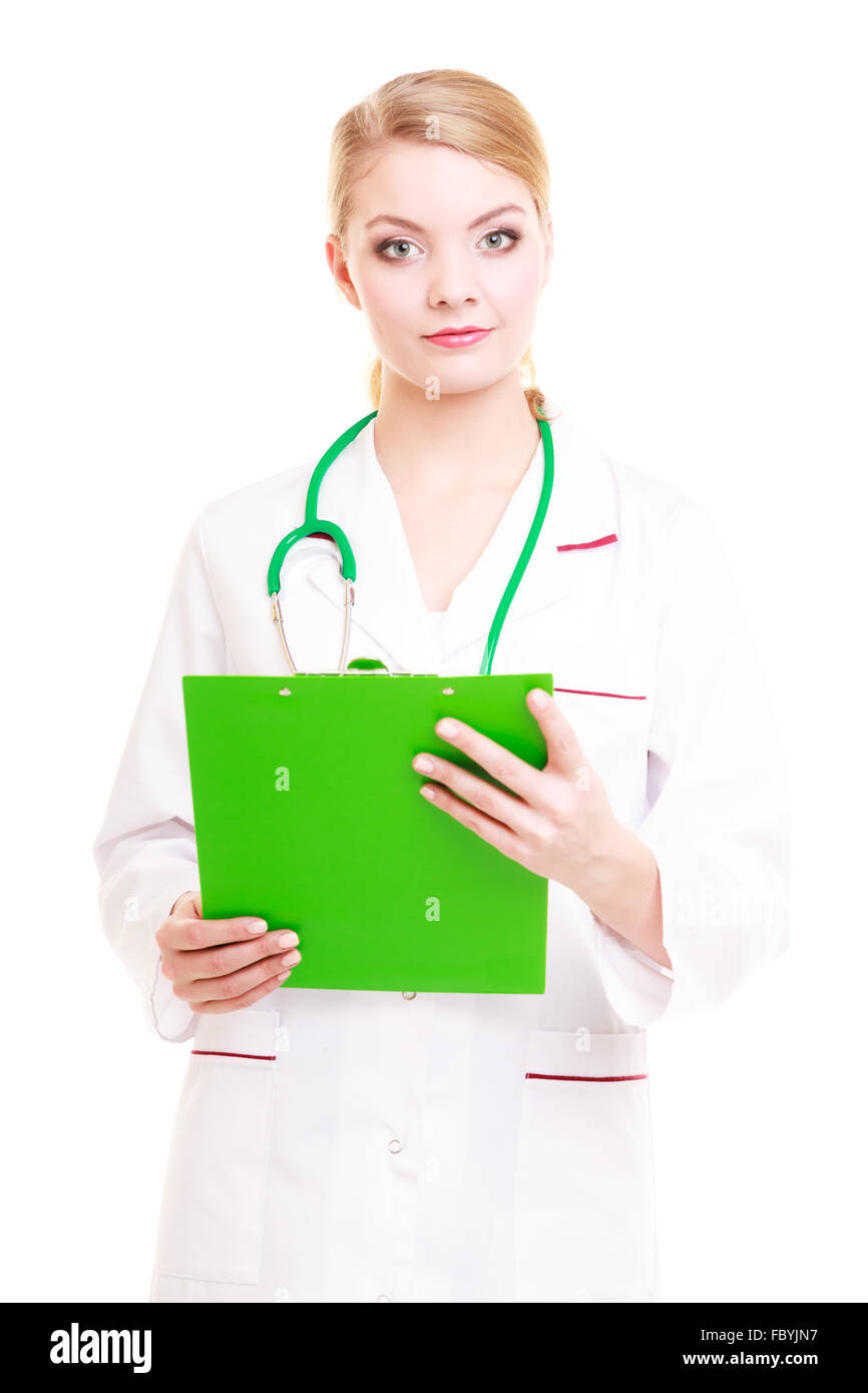 Woman doctor in lab coat with stethoscope. Medical Stock Photo Alamy