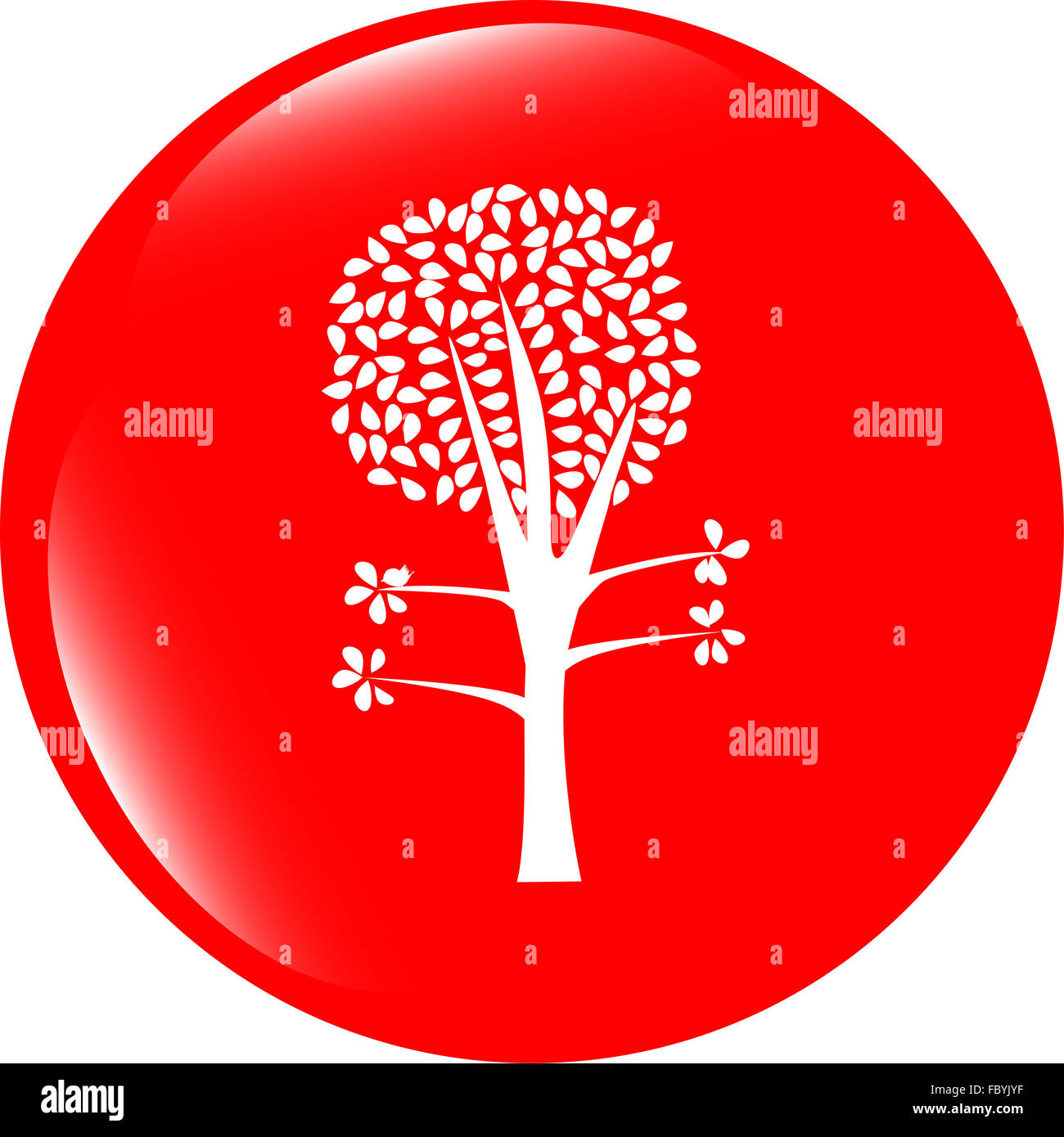 tree on icon button isolated on white Stock Photo - Alamy
