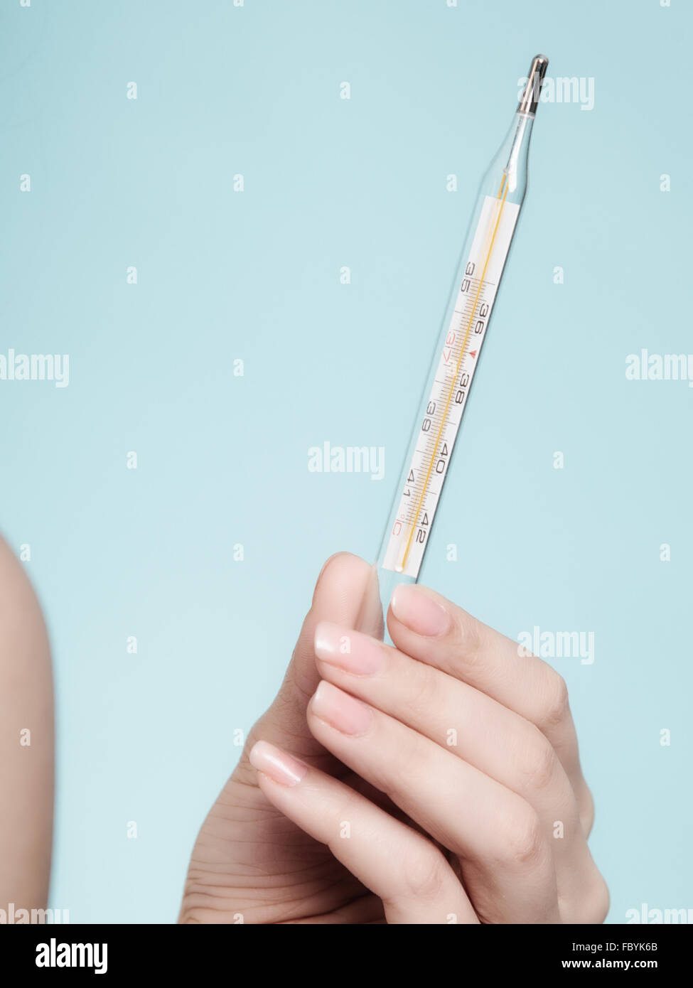 Flu cold fever. Mercury thermometer. Health Stock Photo Alamy