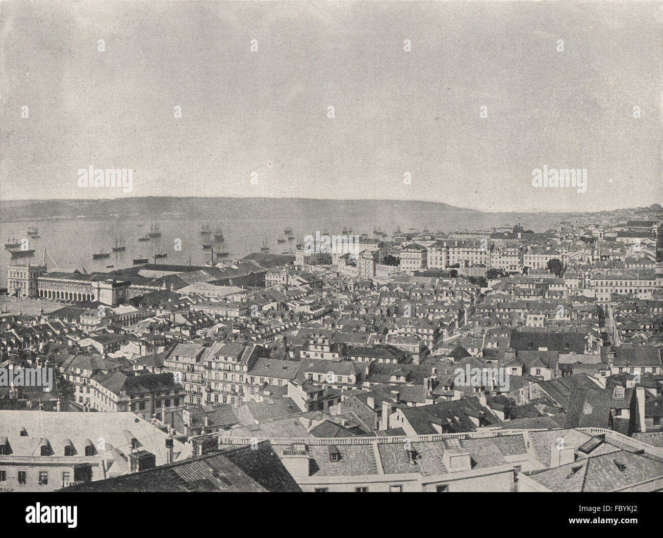 LISBON. View from the Fort of St. George. Portugal, antique print 1895 ...