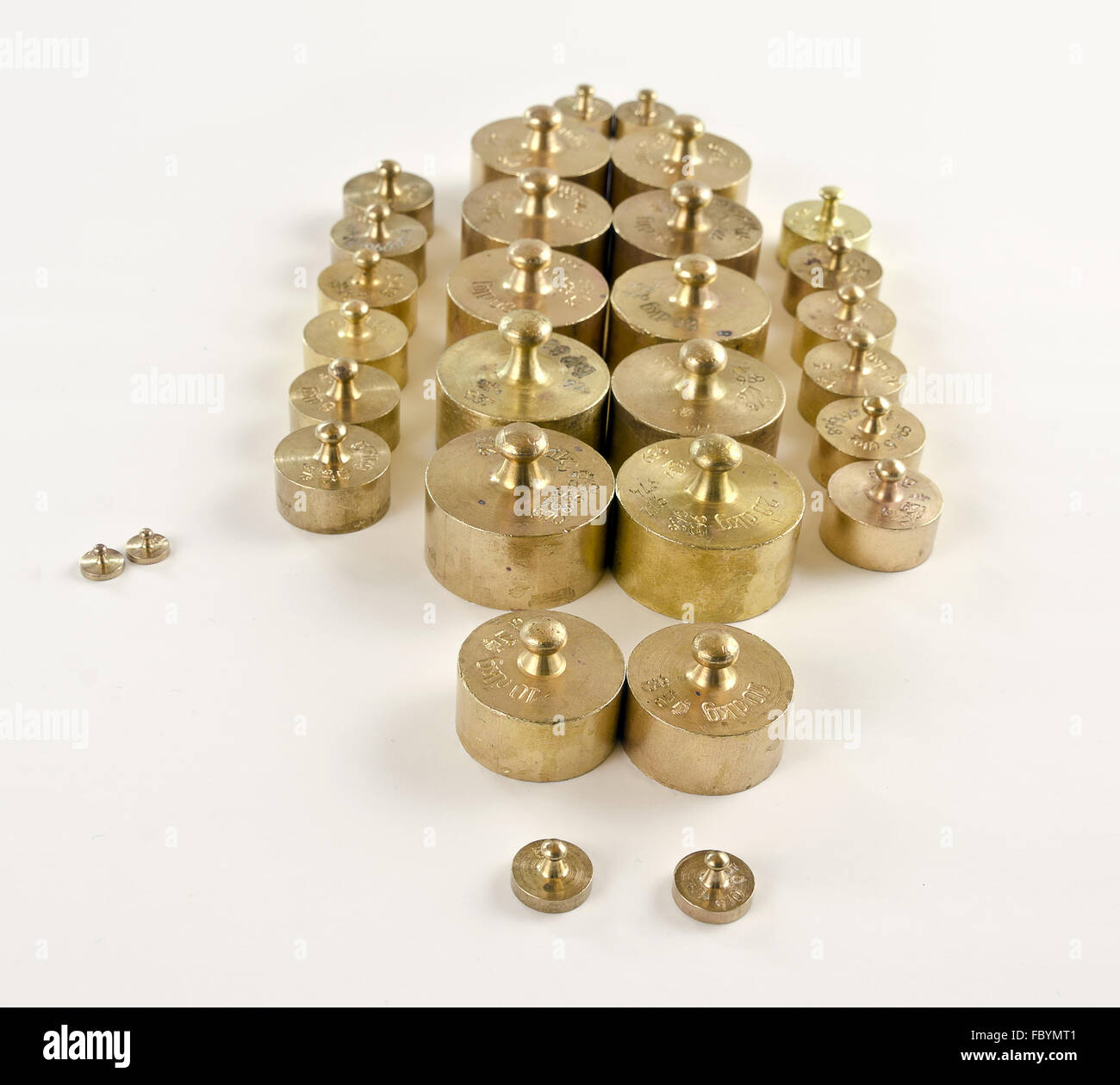 weights made from brass Stock Photo