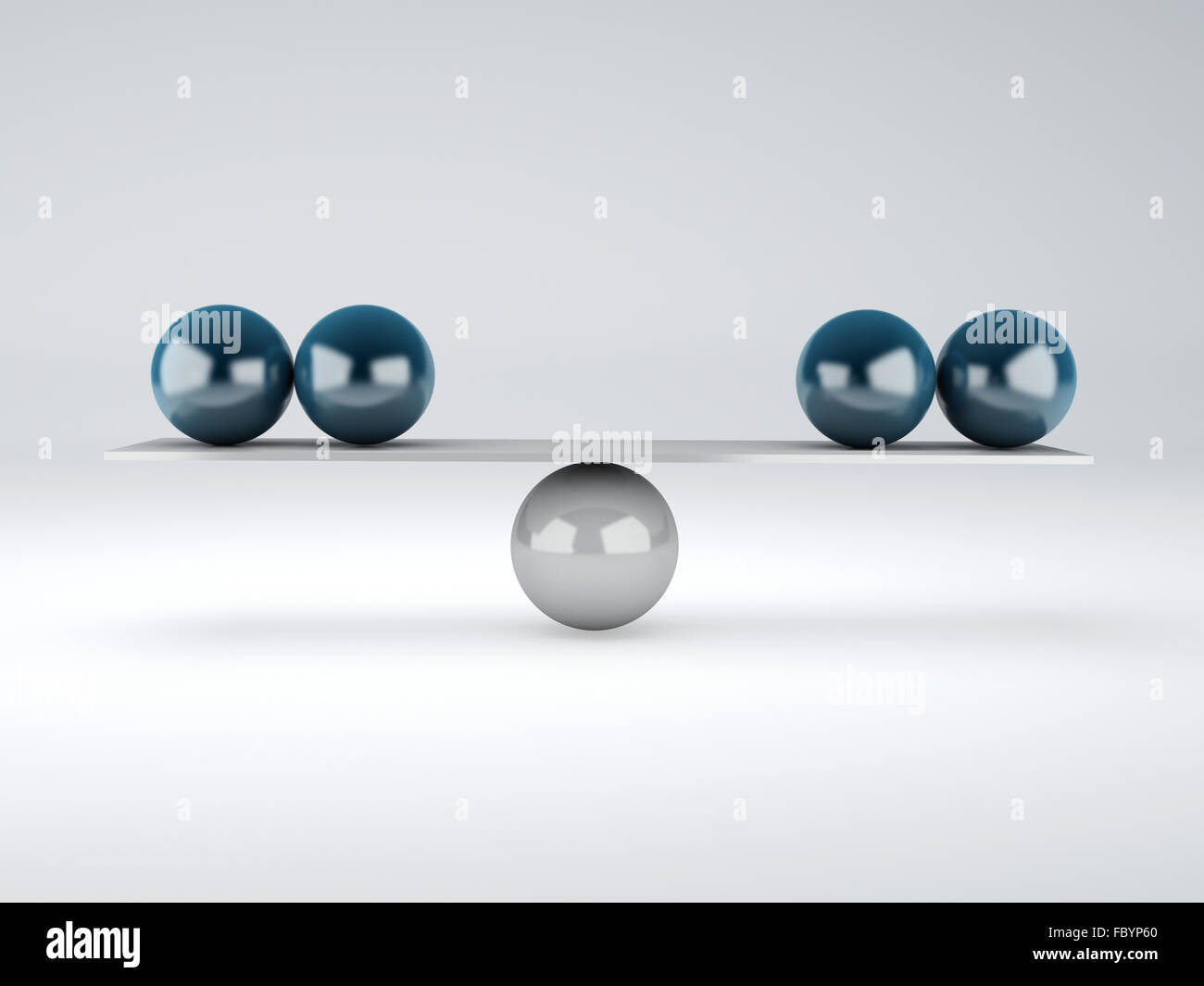 blue spheres  in equilibrium. Balance concept Stock Photo