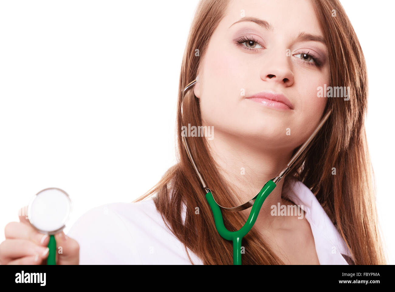 Medical. Woman doctor in lab coat with stethoscope Stock Photo Alamy