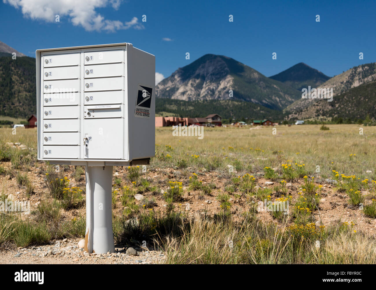 USPS metal mailboxes for rural homes Colorado Stock Photo Alamy