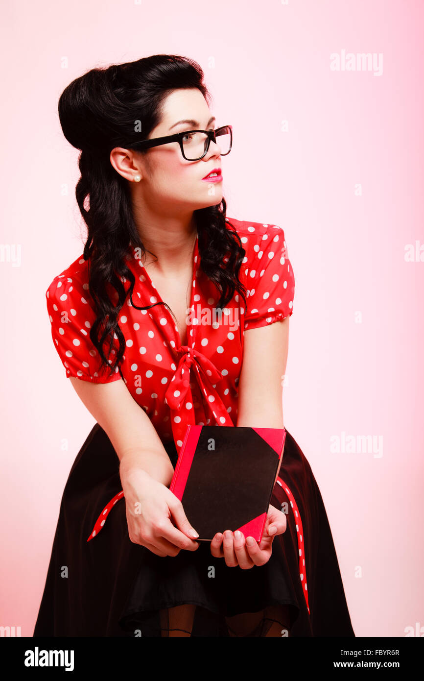 Retro pinup girl in eyeglasses hi-res stock photography and images - Alamy