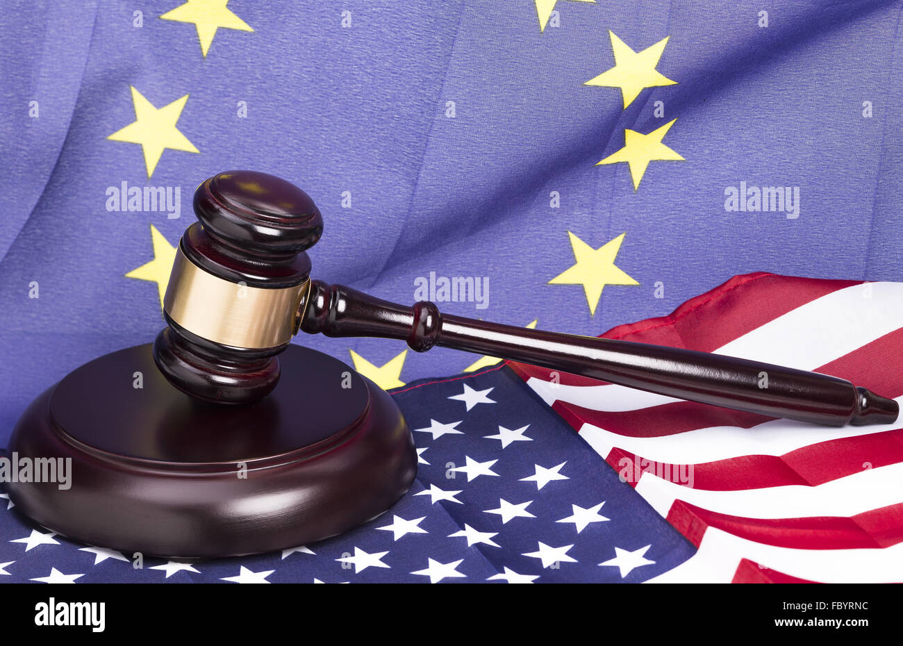 Gavel with flags Stock Photo