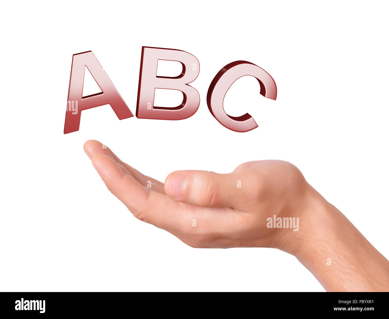 hand holding letters ABC symbol on white Backgroun Stock Photo Alamy