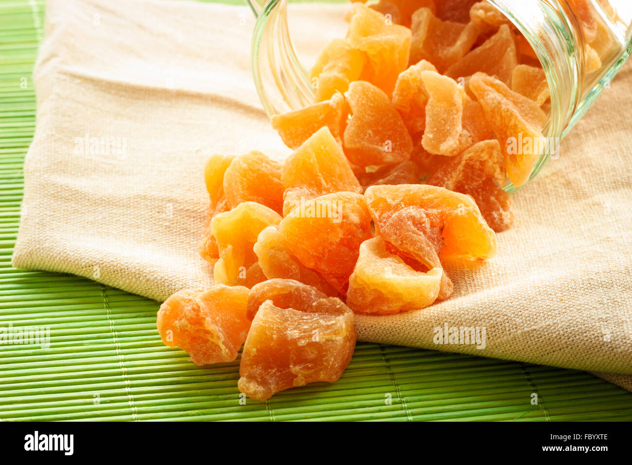 Closeup candied dried ginger on table Stock Photo Alamy